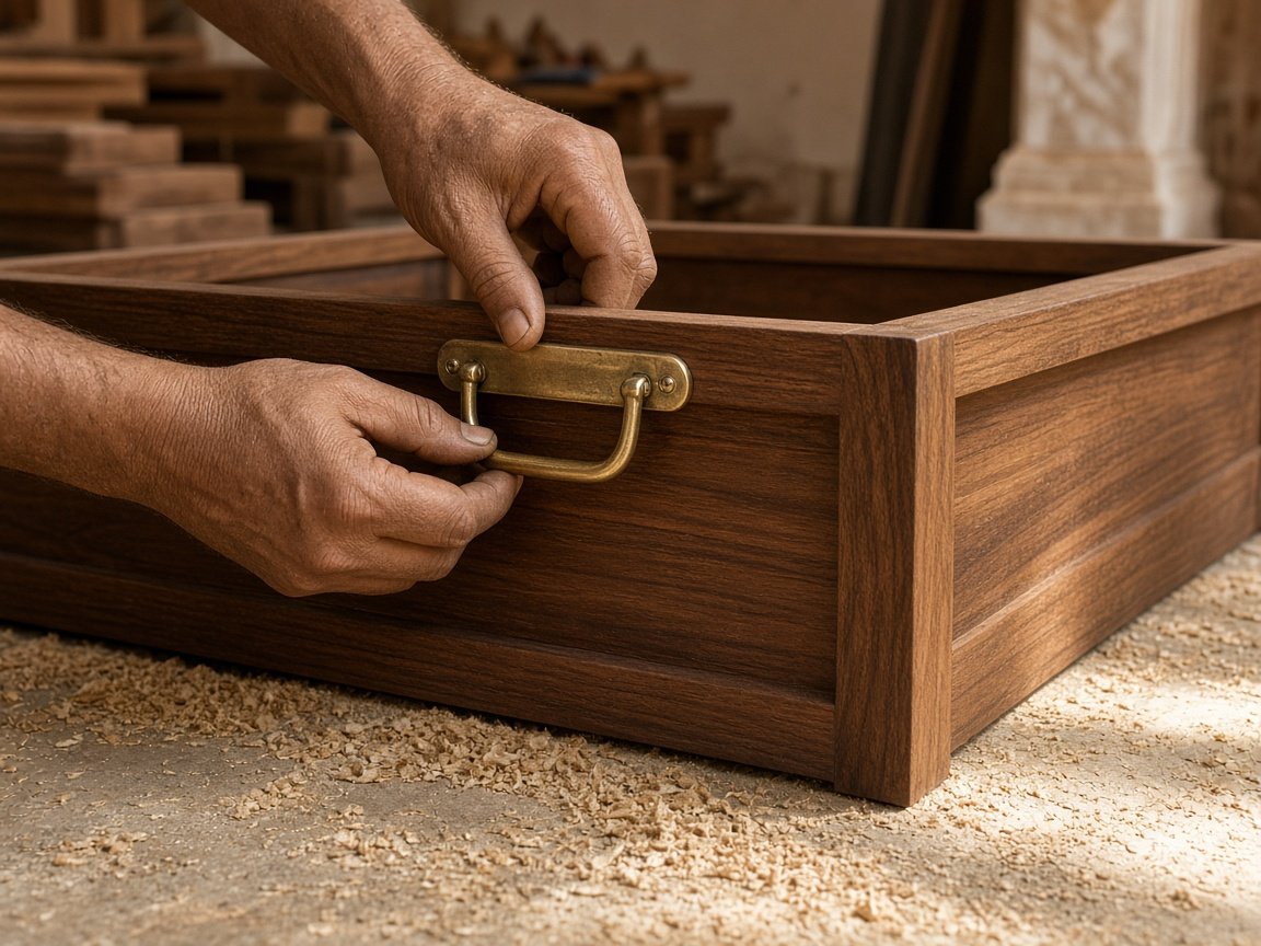 Sheesham furniture being finished in Sikar