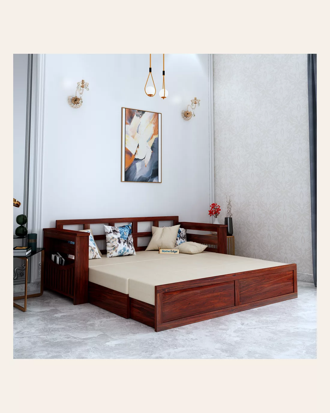Adline Sofa Cum Bed — Mahogany