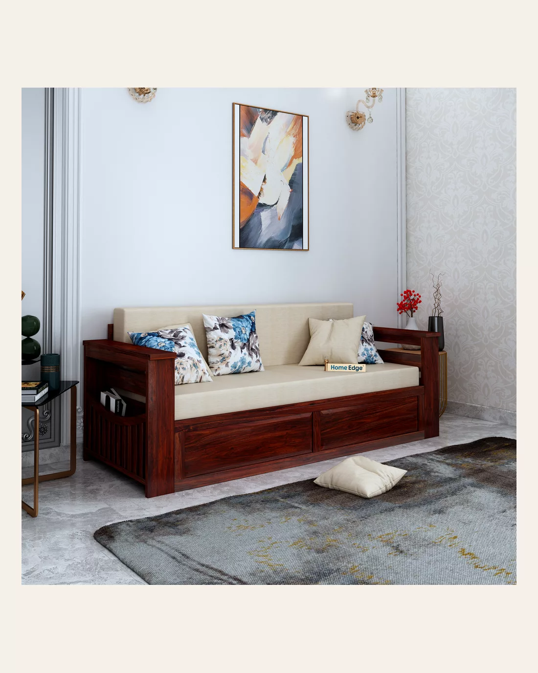 Adline Sofa Cum Bed — Mahogany