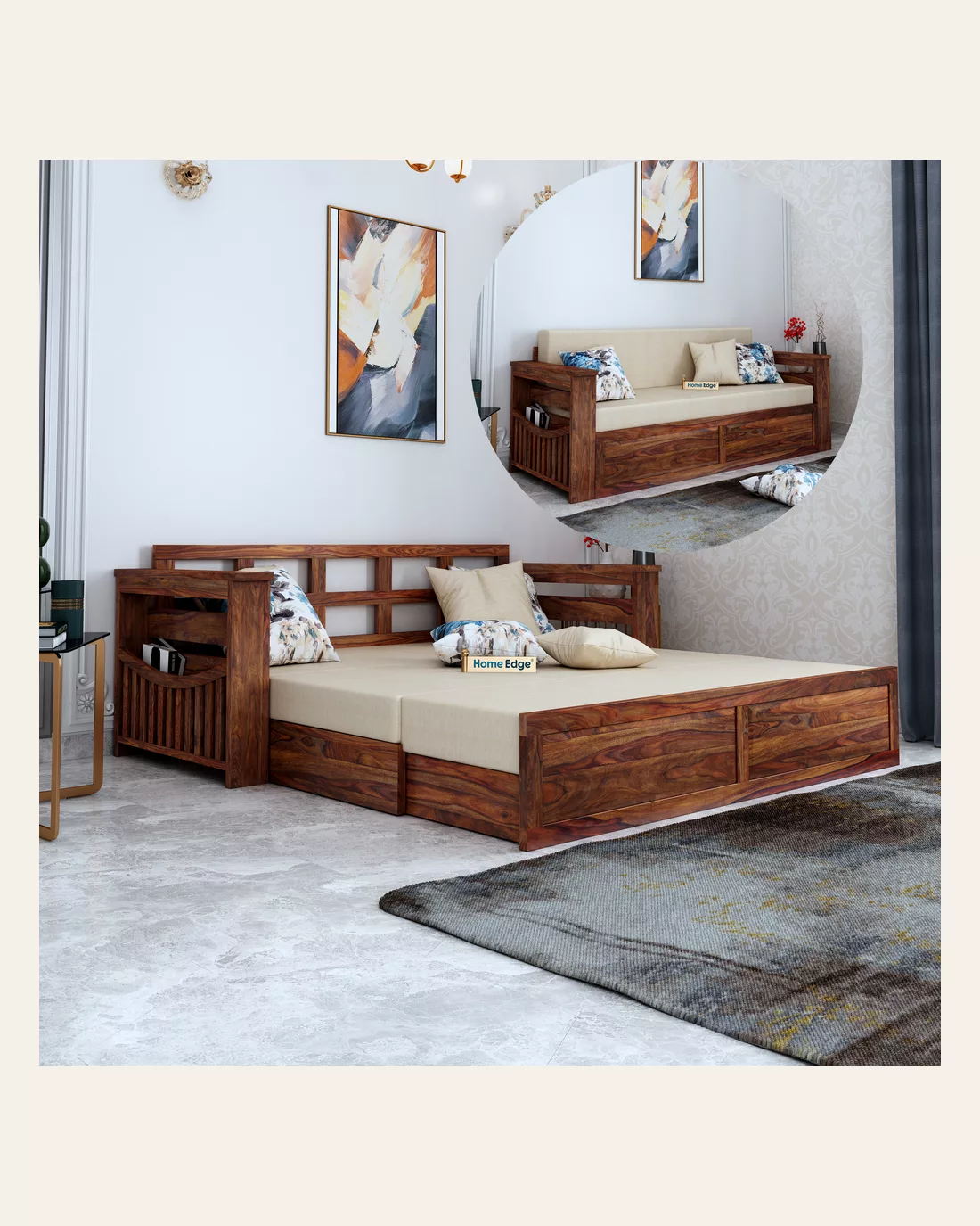 Adline Sofa Cum Bed — Teak