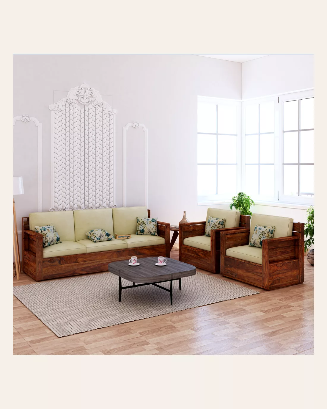 Breatlee Wooden 3 1 1 Wooden Sofa