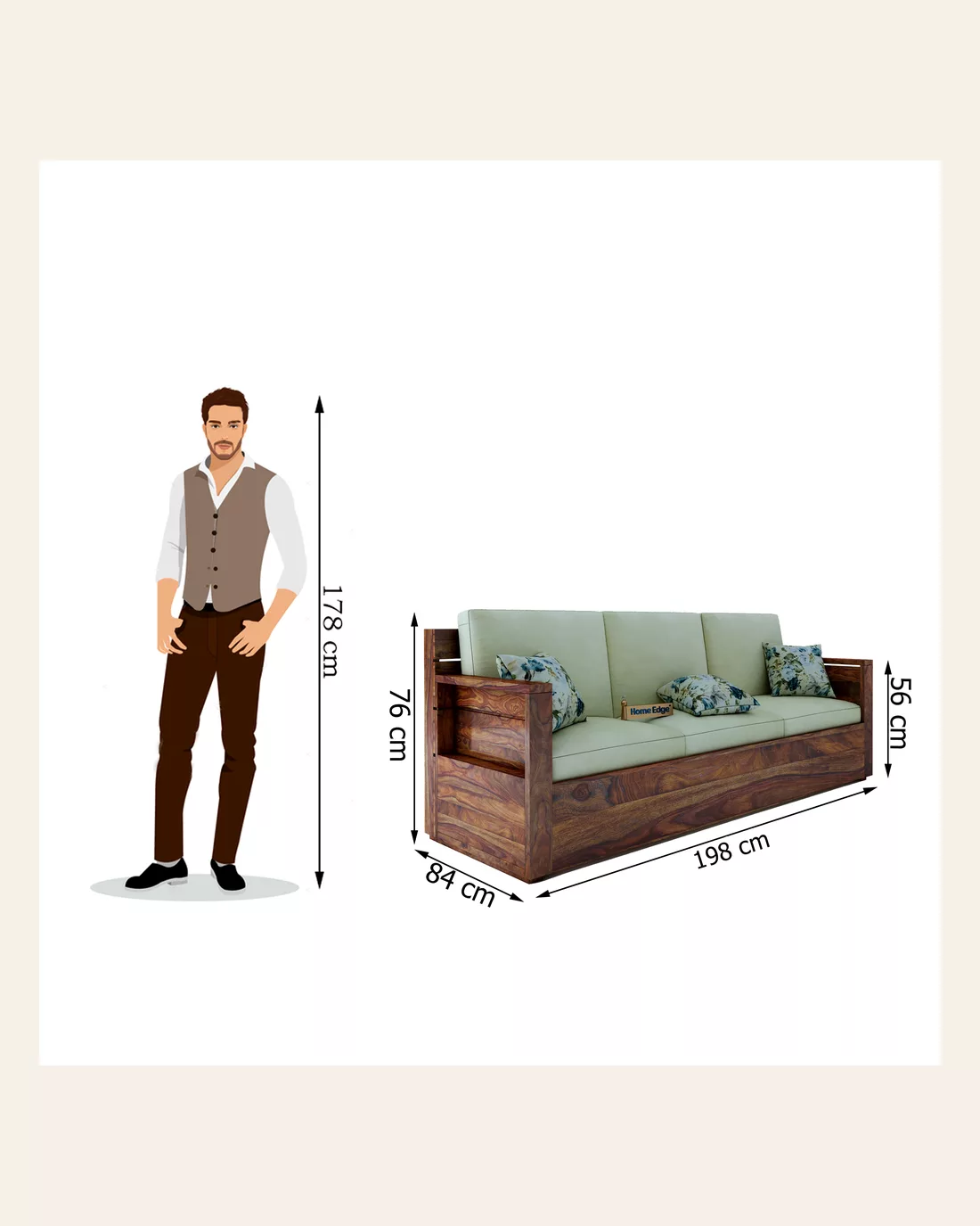 Breatlee Wooden 3 1 1 Wooden Sofa
