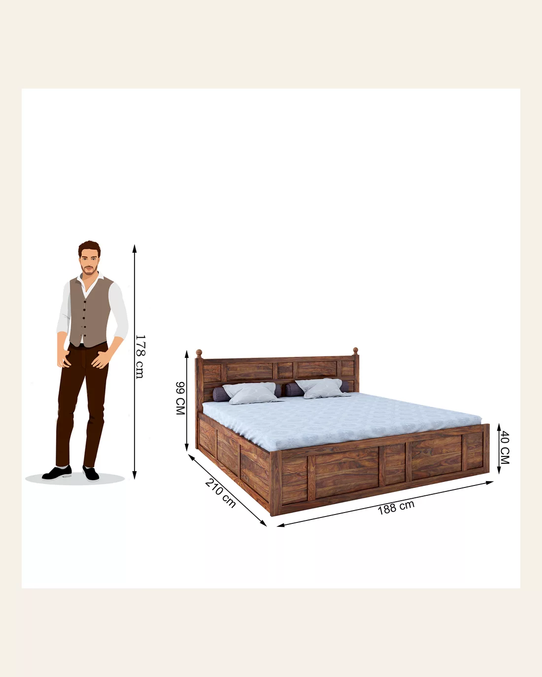 Hop Teak King Storage Bed