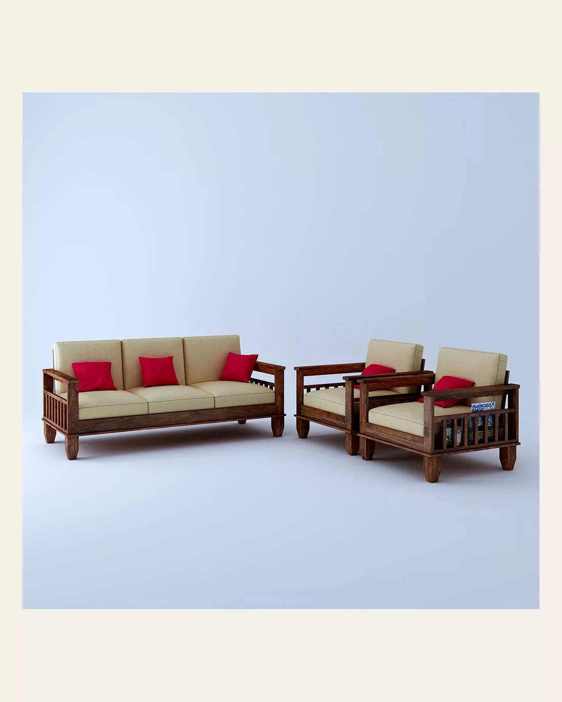 Jessy Wooden 3 1 1 Seater Sofa