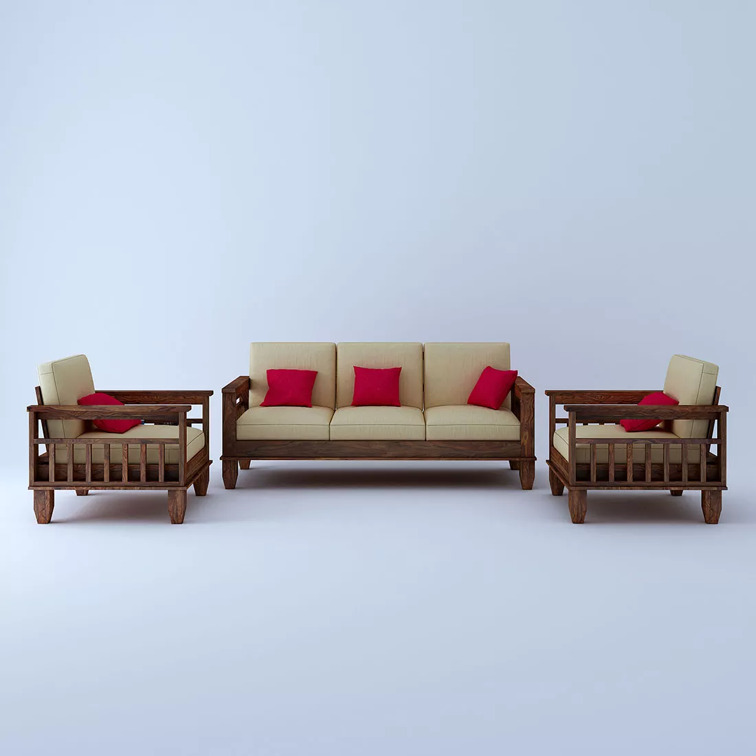 Jessy Wooden 3 1 1 Seater Sofa