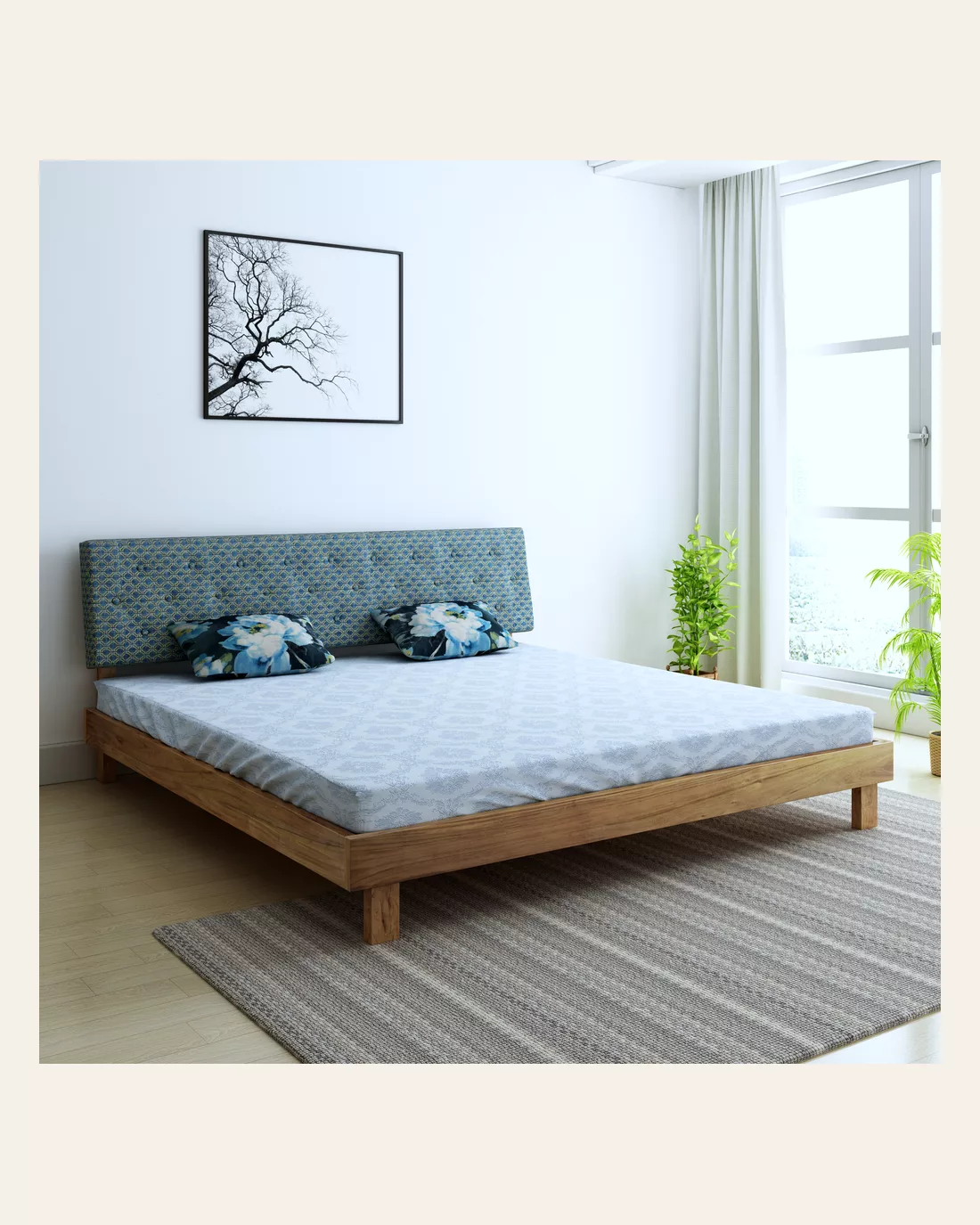 Long Bottom King Blue Bed
