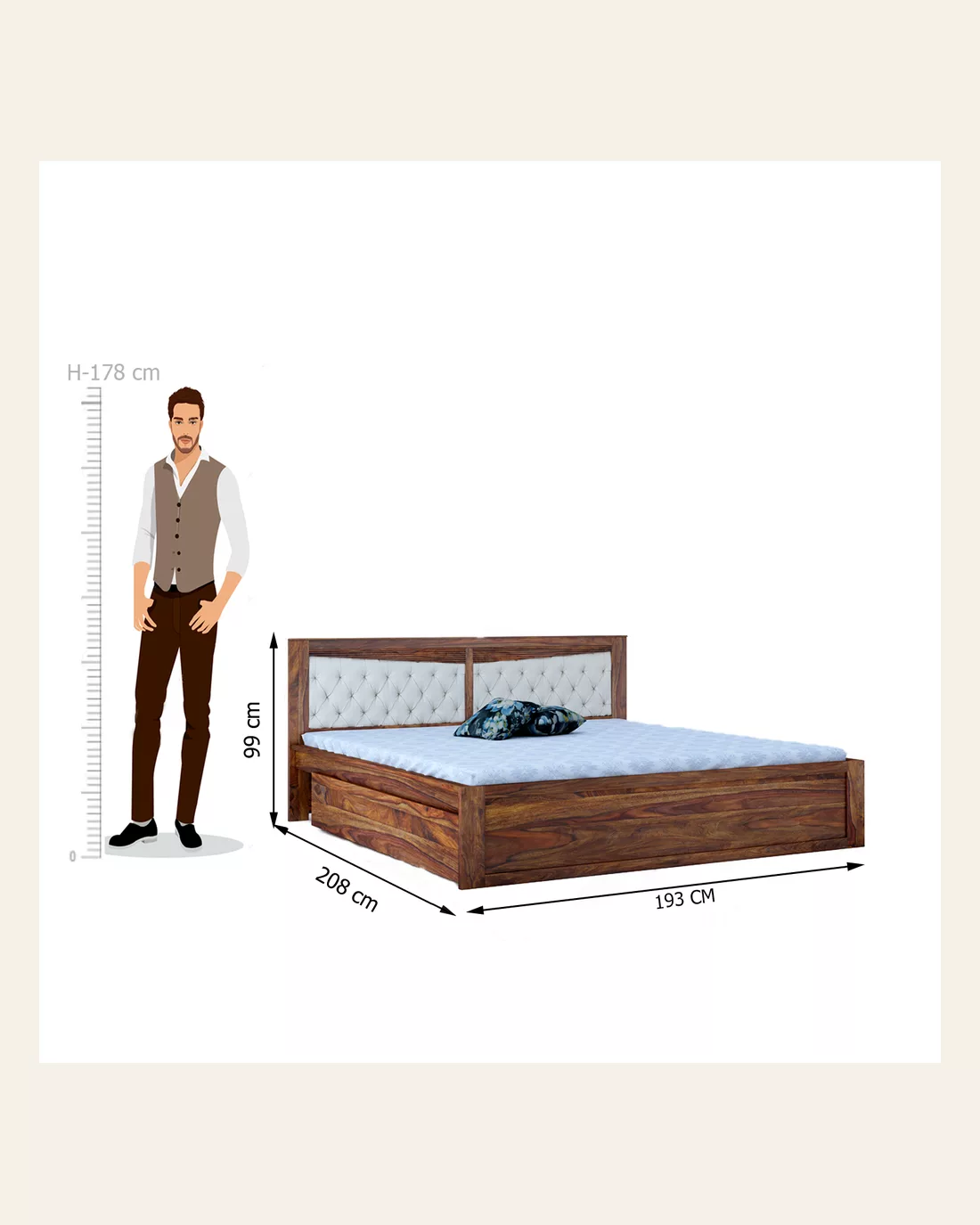 Madrid King Side Drawer Bed
