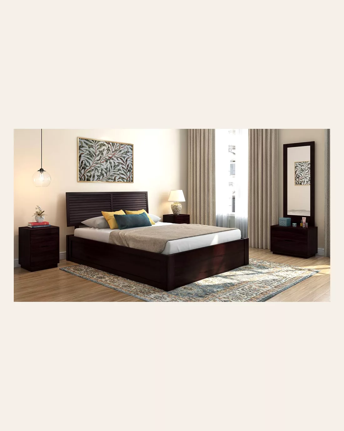 Mahogany Finish King Storage Bed