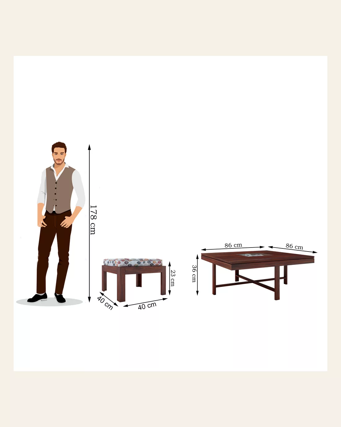 Max Floral 4 Seater Coffee Table