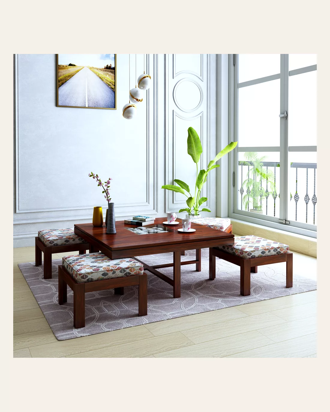 Max Floral 4 Seater Coffee Table
