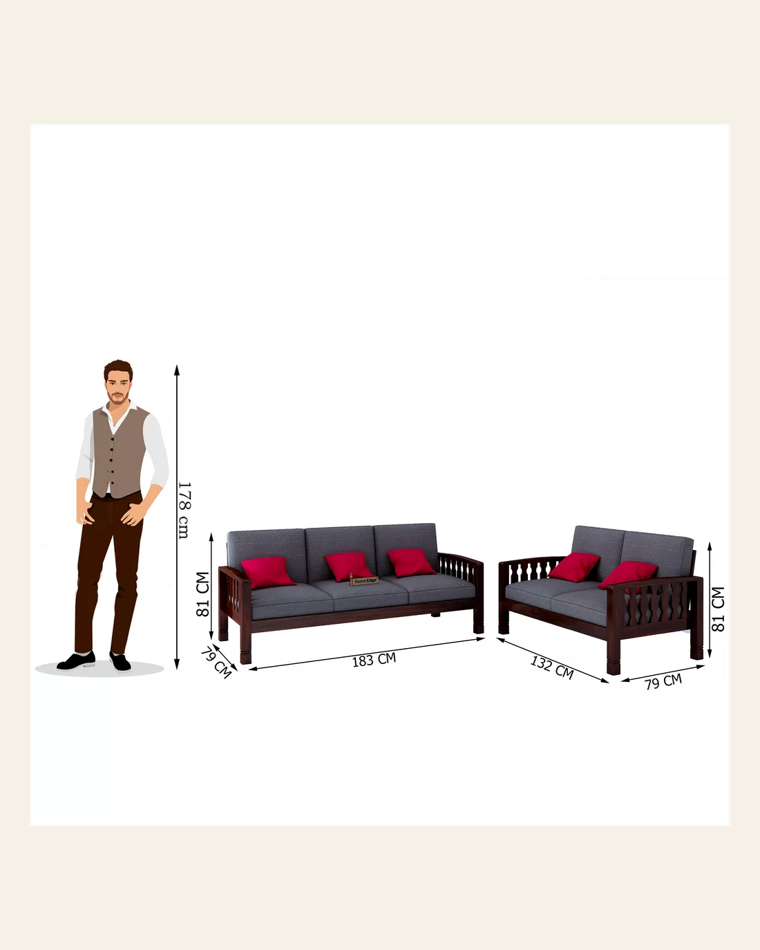 Paul Wooden 3 2 Sofa