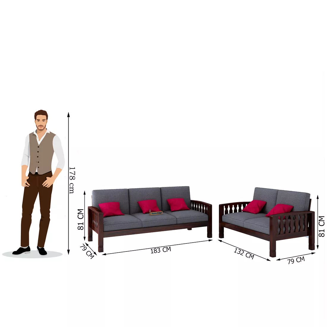 Paul Wooden 3 2 Sofa