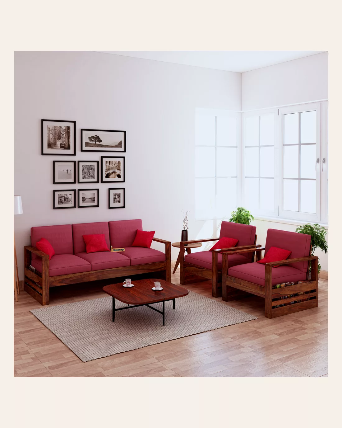 Saiman 3 1 1 Wooden Sofa