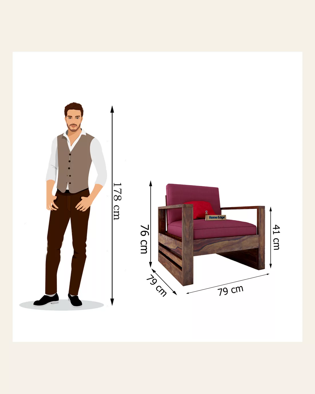 Saiman 3 1 1 Wooden Sofa