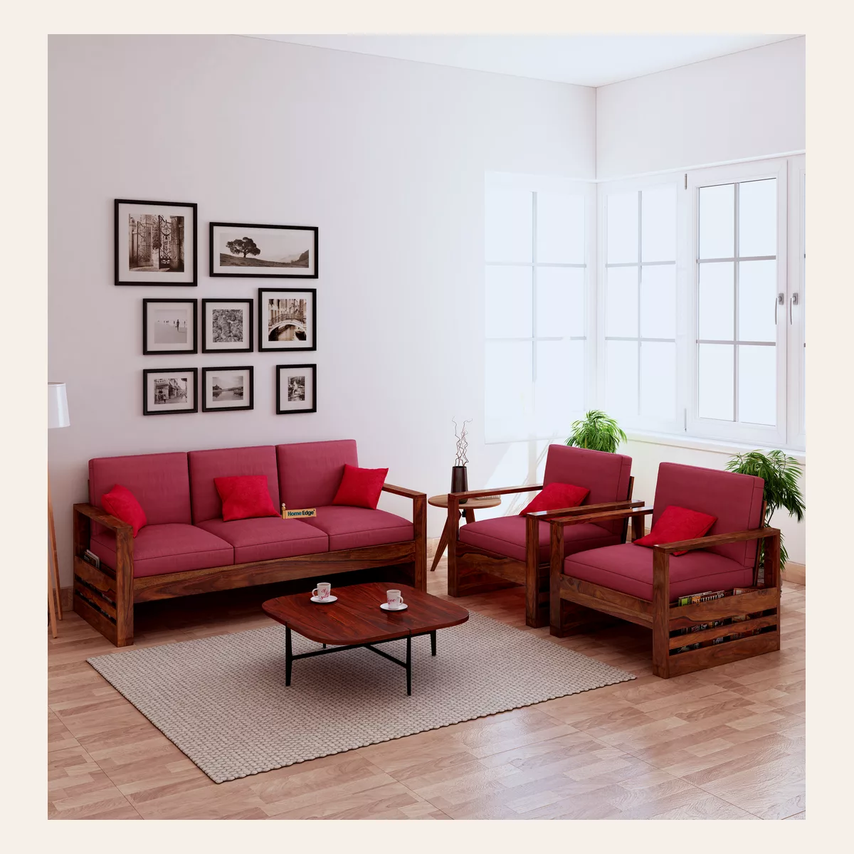 Saiman 3 1 1 Wooden Sofa