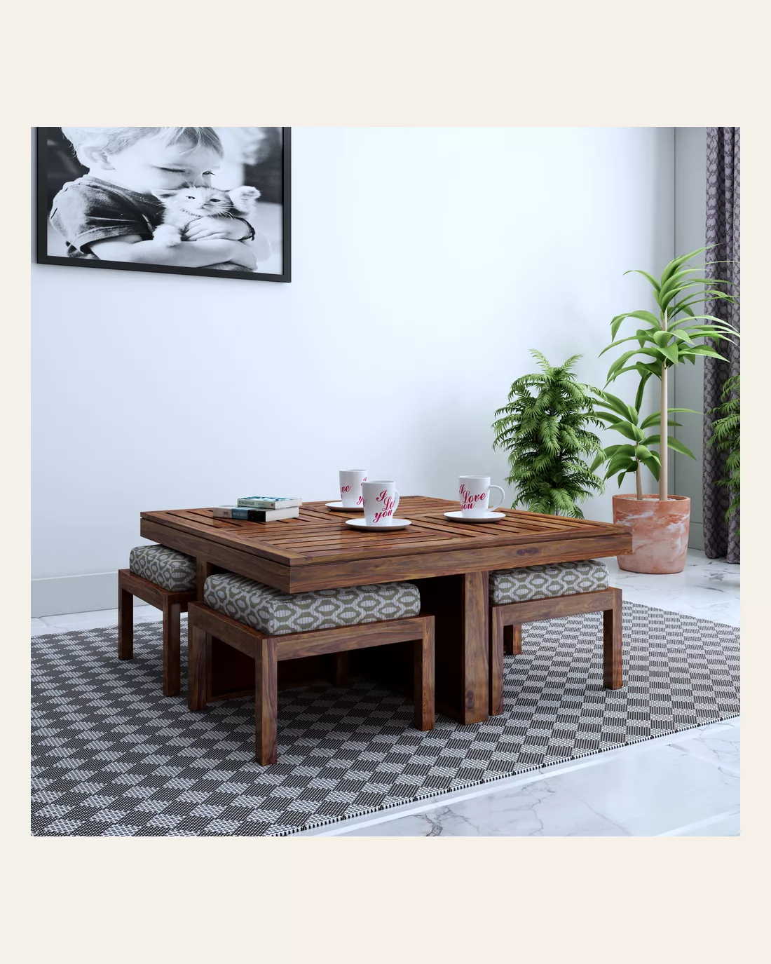 Sino Four Stool Coffee Table