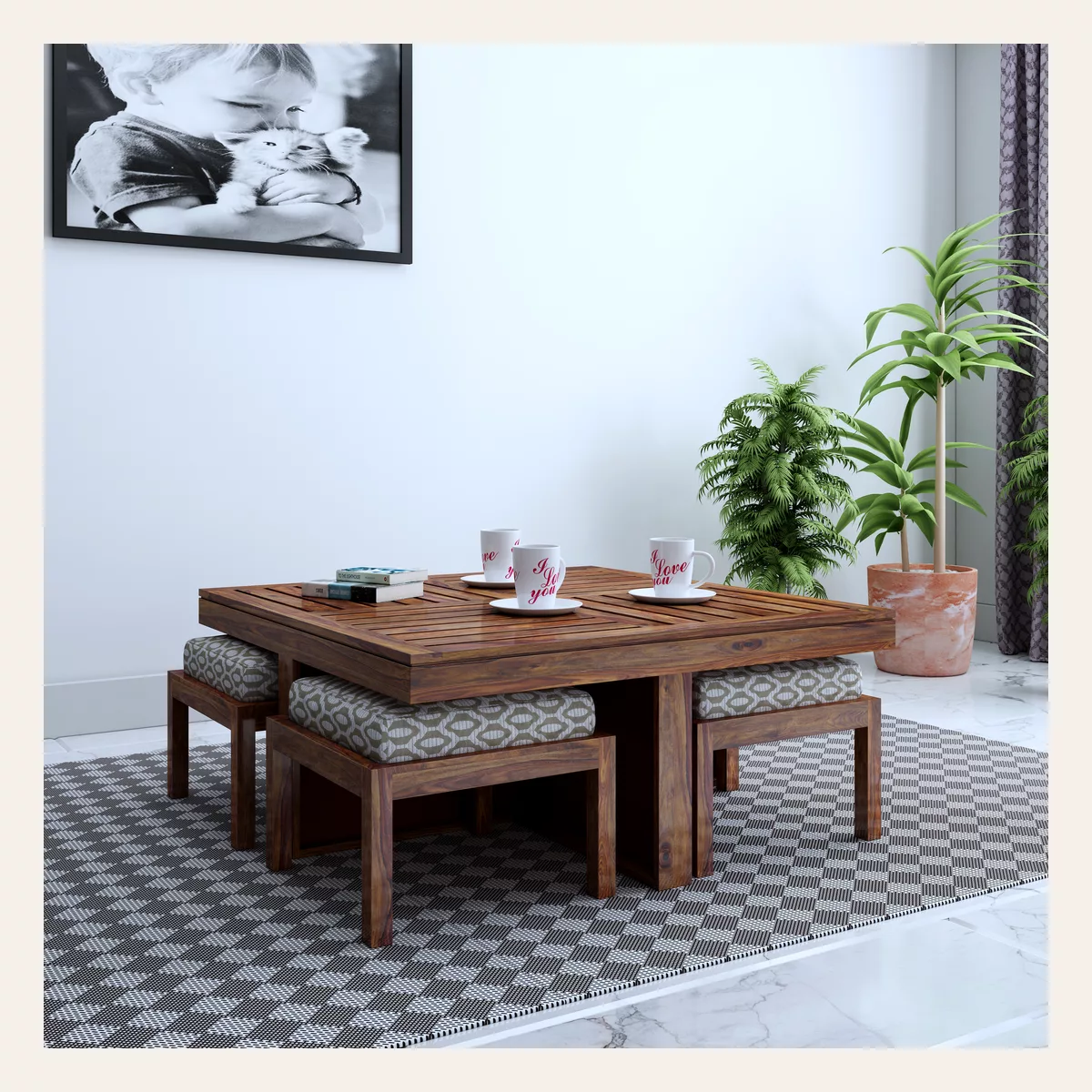 Sino Four Stool Coffee Table