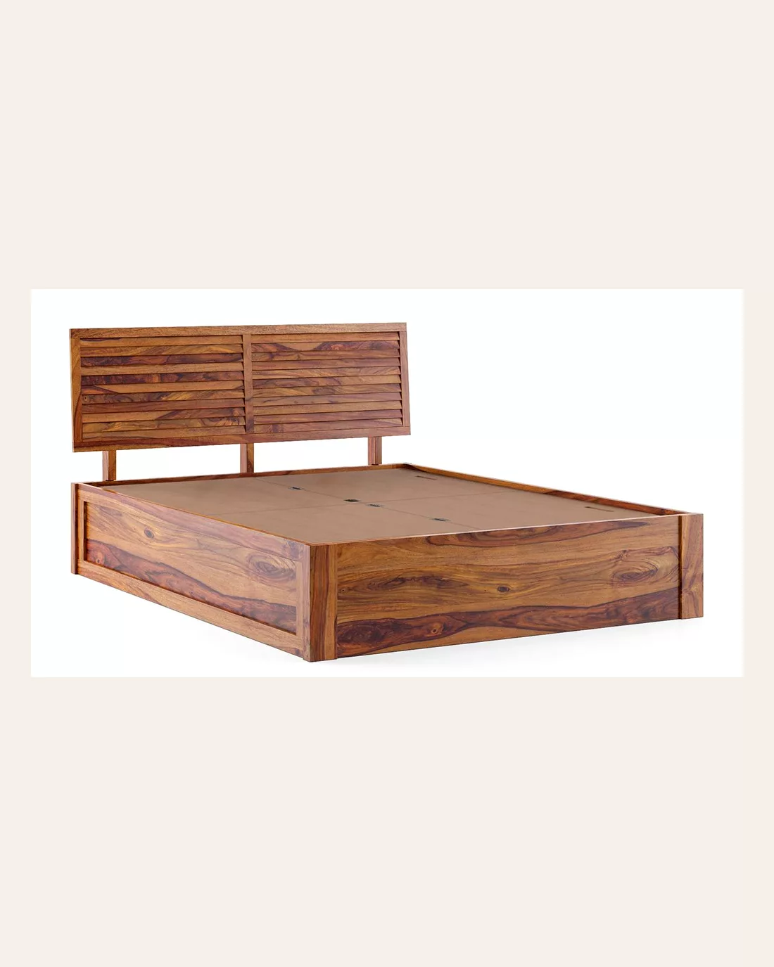 Teak Finish King Storage Bed