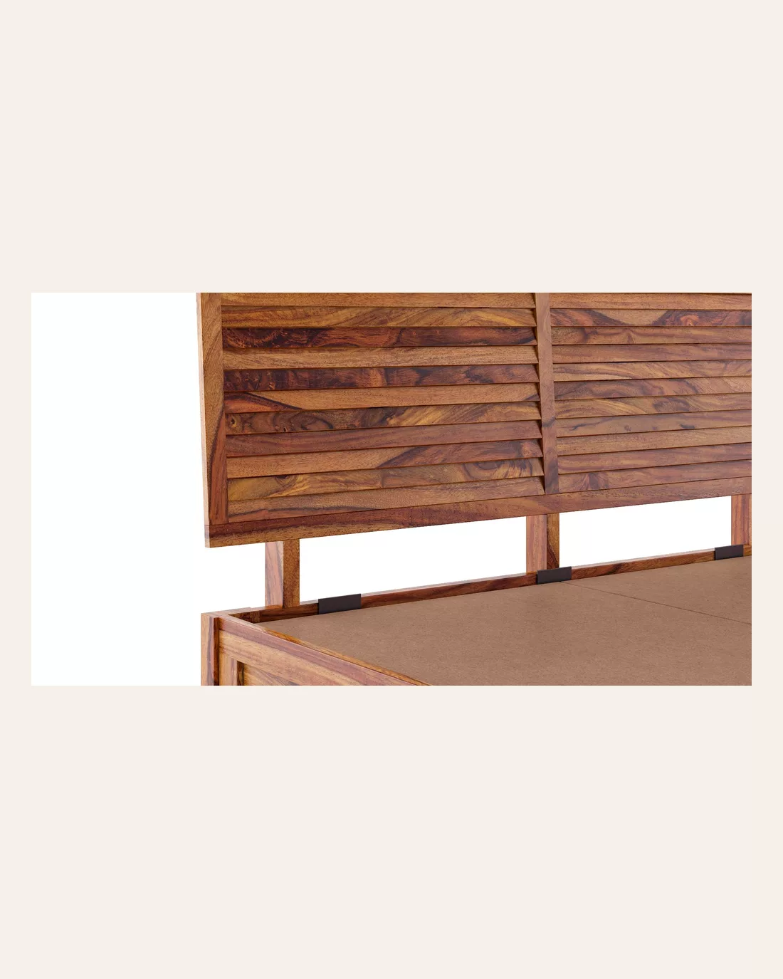 Teak Finish King Storage Bed