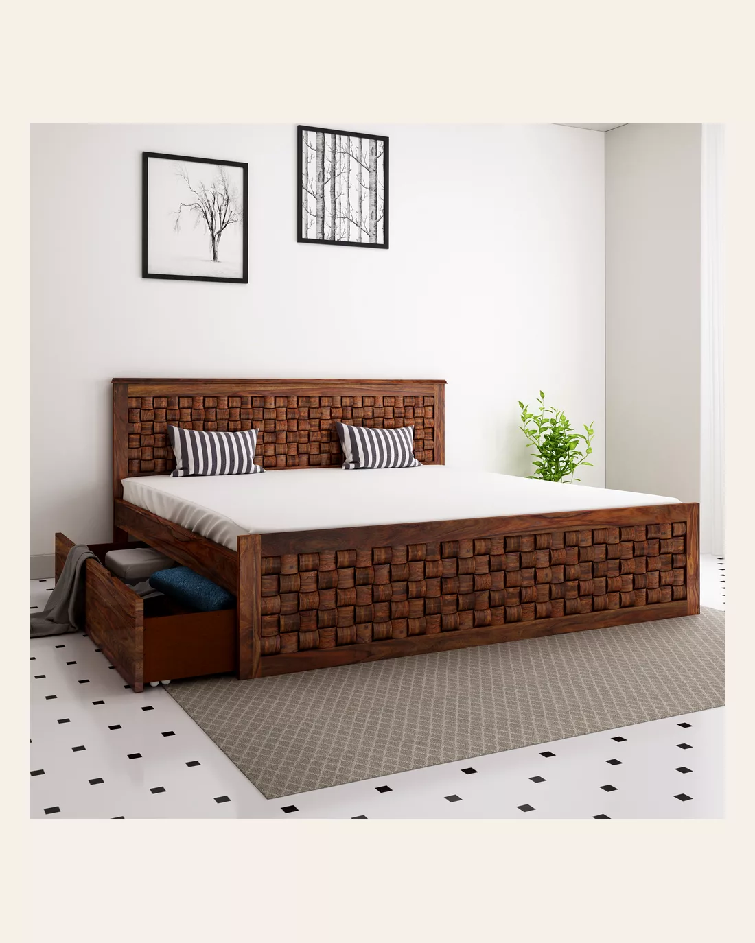 Weave King Side Drawer Bed