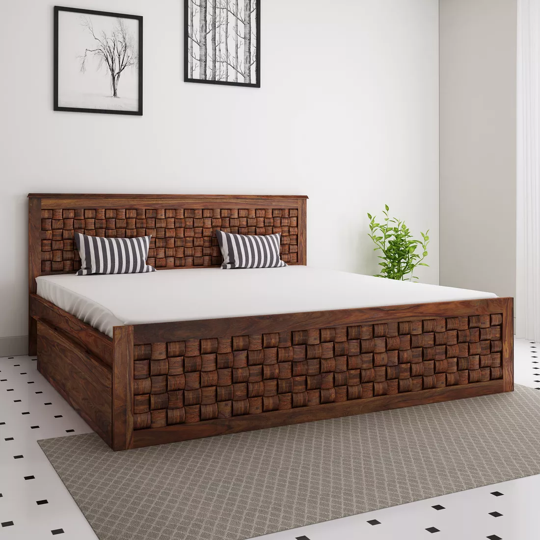 Weave King Side Drawer Bed