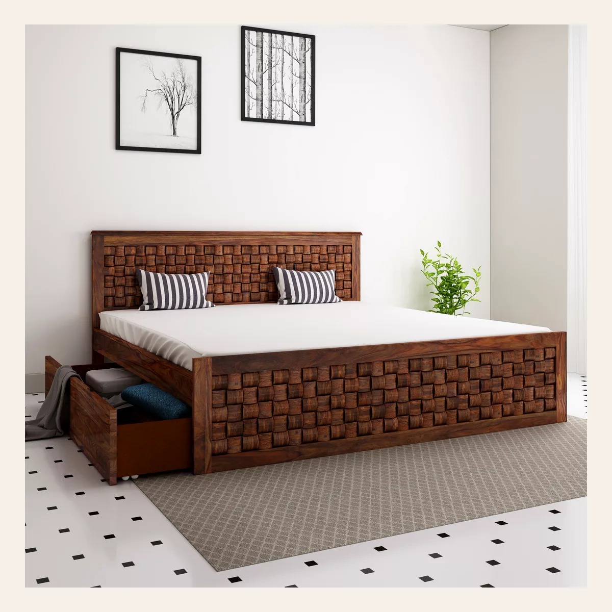 Weave King Side Drawer Bed