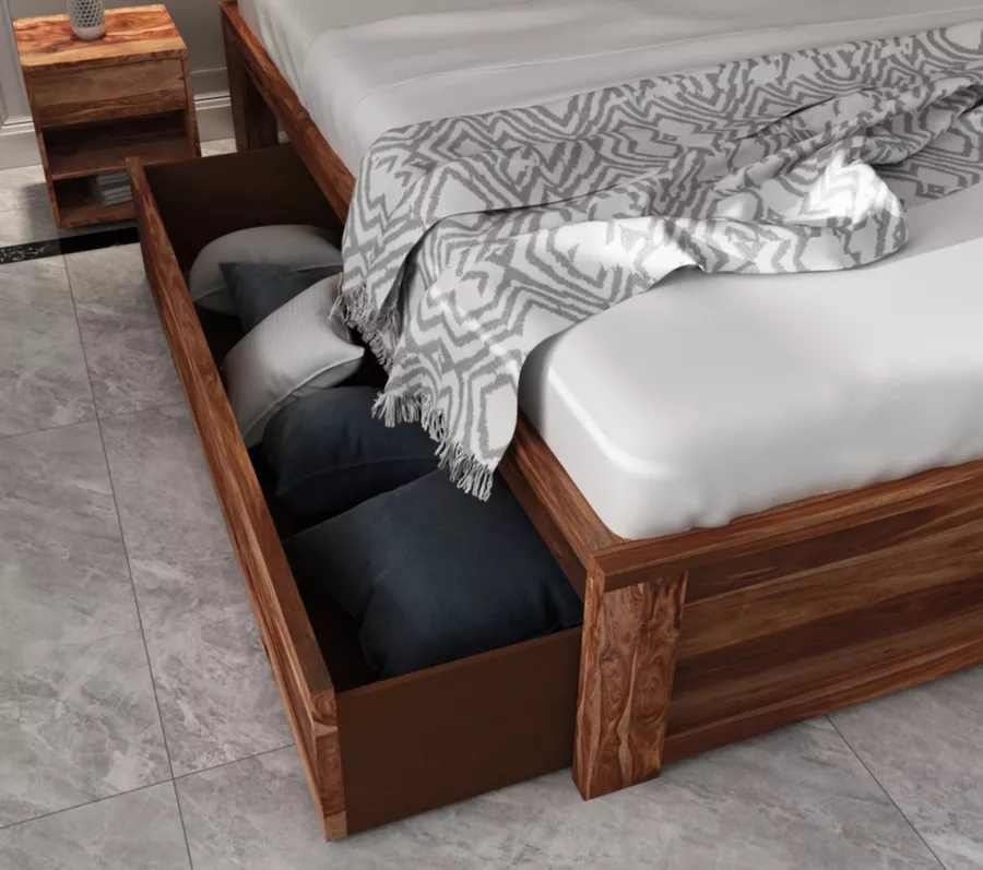 Aelinia Queen Bed with Side Shelves